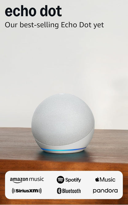 Echo Dot (Latest Version) - Experience Immersive Sound and Smart Home Control with Alexa, Perfect for Any Room in Glacier White