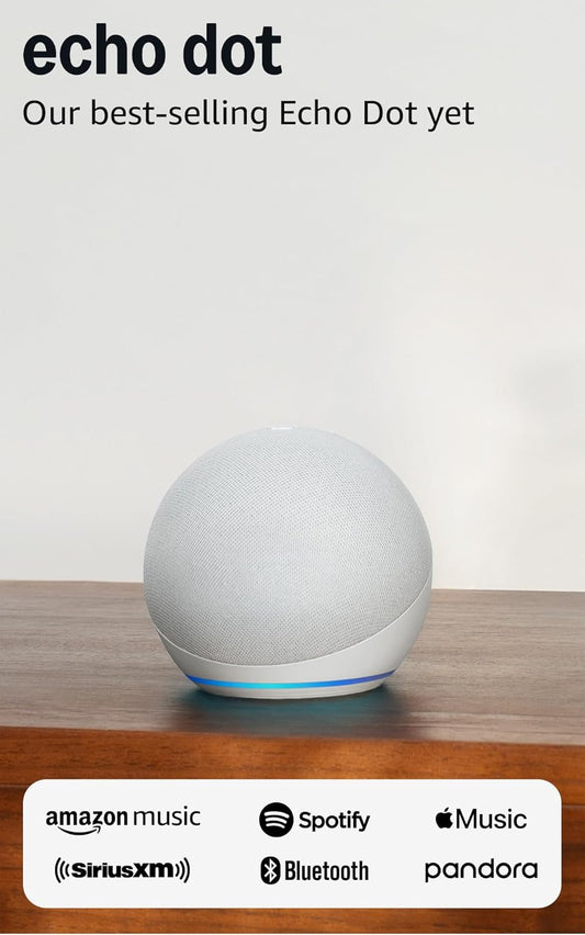 Echo Dot (Latest Version) - Experience Immersive Sound and Smart Home Control with Alexa, Perfect for Any Room in Glacier White